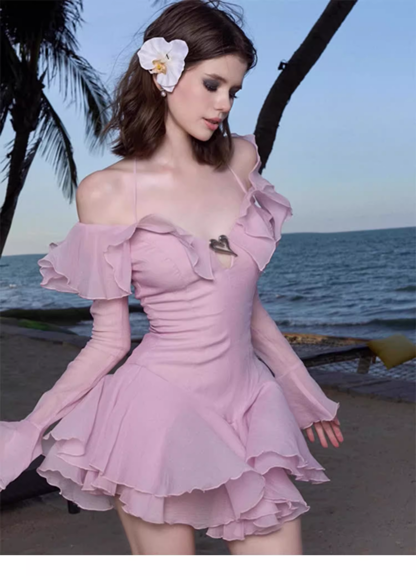Simple Fashion Pink Off-the-shoulder Design A-line Party Dresses Homecoming Dresses, D1391