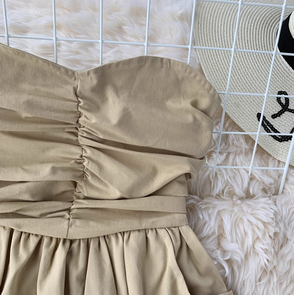 Dress women 2025 new sexy tube top waist off-shoulder solid color mid-length skirt all-match skirt R0367