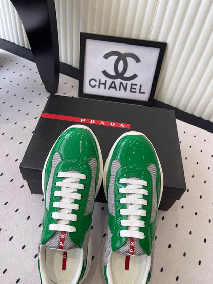 Pra 2025 Sneaker Green mix Gray Patent Leather Mesh 554582