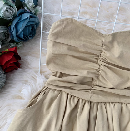 Dress women 2025 new sexy tube top waist off-shoulder solid color mid-length skirt all-match skirt R0367