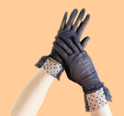 Short mesh lace bridal gloves polka dot lace summer sun protection breathable wedding gloves crystal     S6273