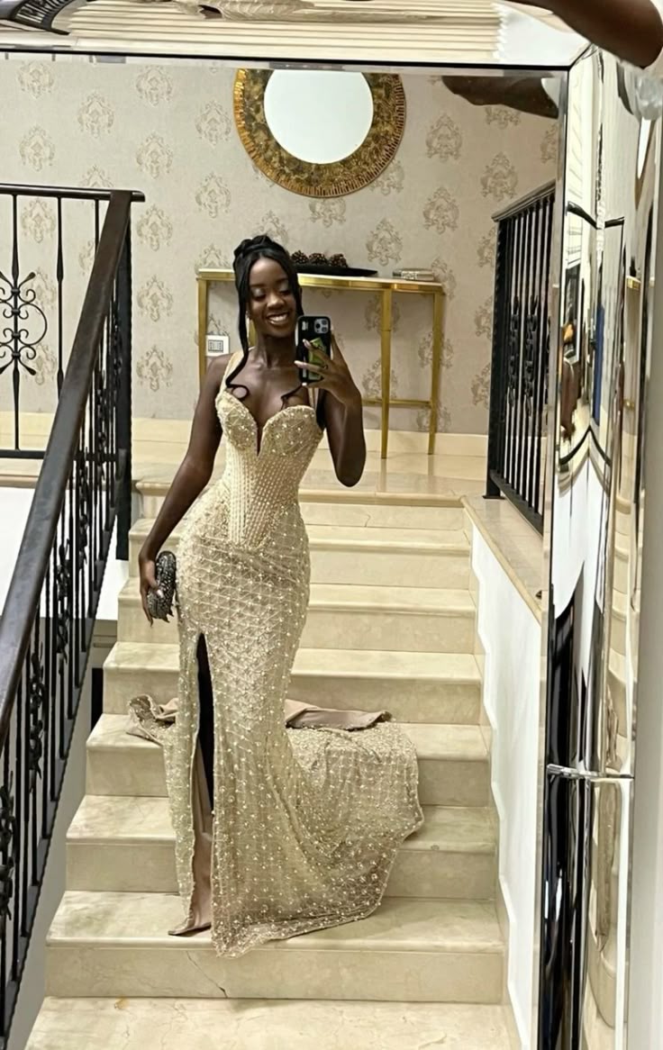 Mermaid Lace Prom Dress With Split Black Girl Birthday Outfit fg8510