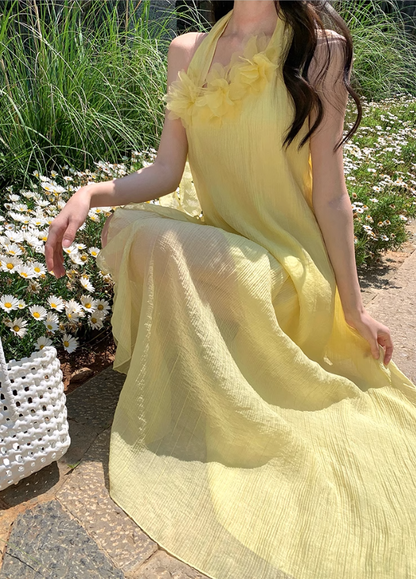 Women's ruffled halter neck dress gentle temperament atmosphere small skirt R0814