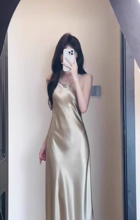 French style lady's suspender dress new summer style high-end exquisite acetate satin banquet dress R0435