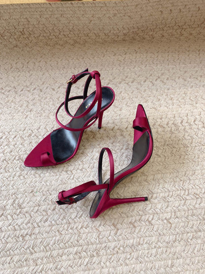 HIGH FLIP FLOPS SANDAL WITH STRAP IN HOT PINK SILK