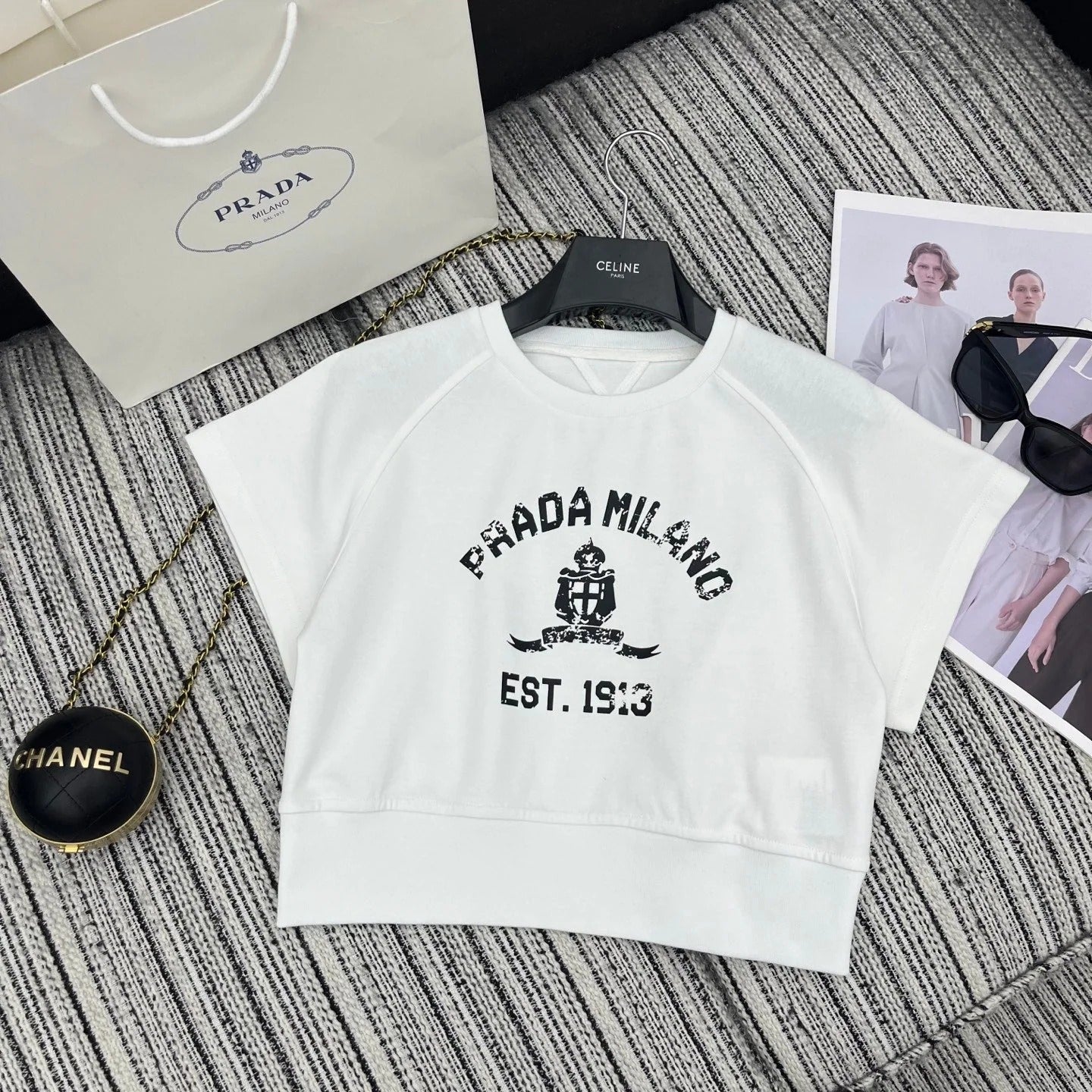 PRADA 25S SHORT-SLEEVE CREW NECK SWEATSHIRT SET 352
