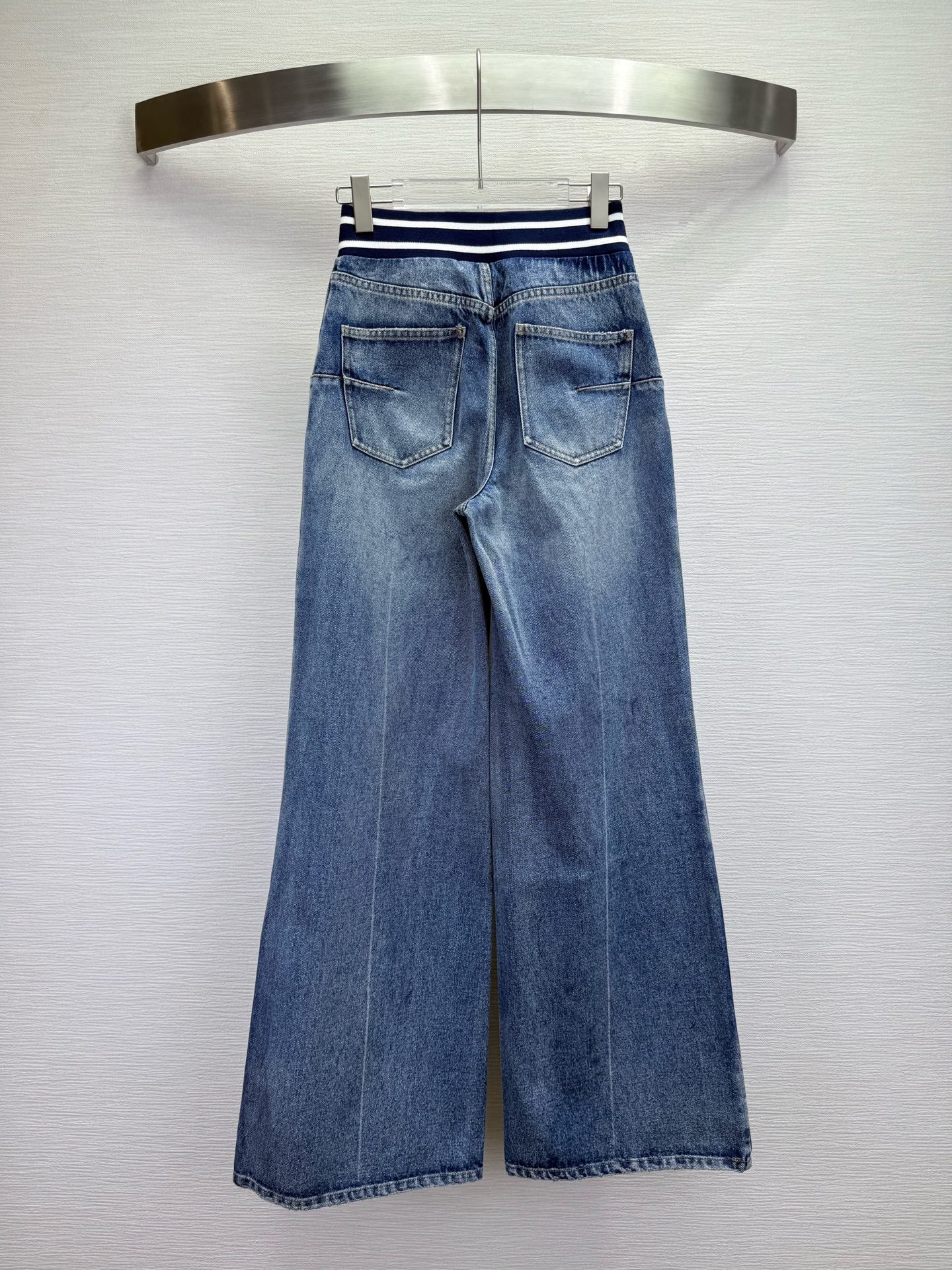 CD 25SS Laser Printed Stripe Pattern Wide-Leg Jeans Blue Cotton 306510