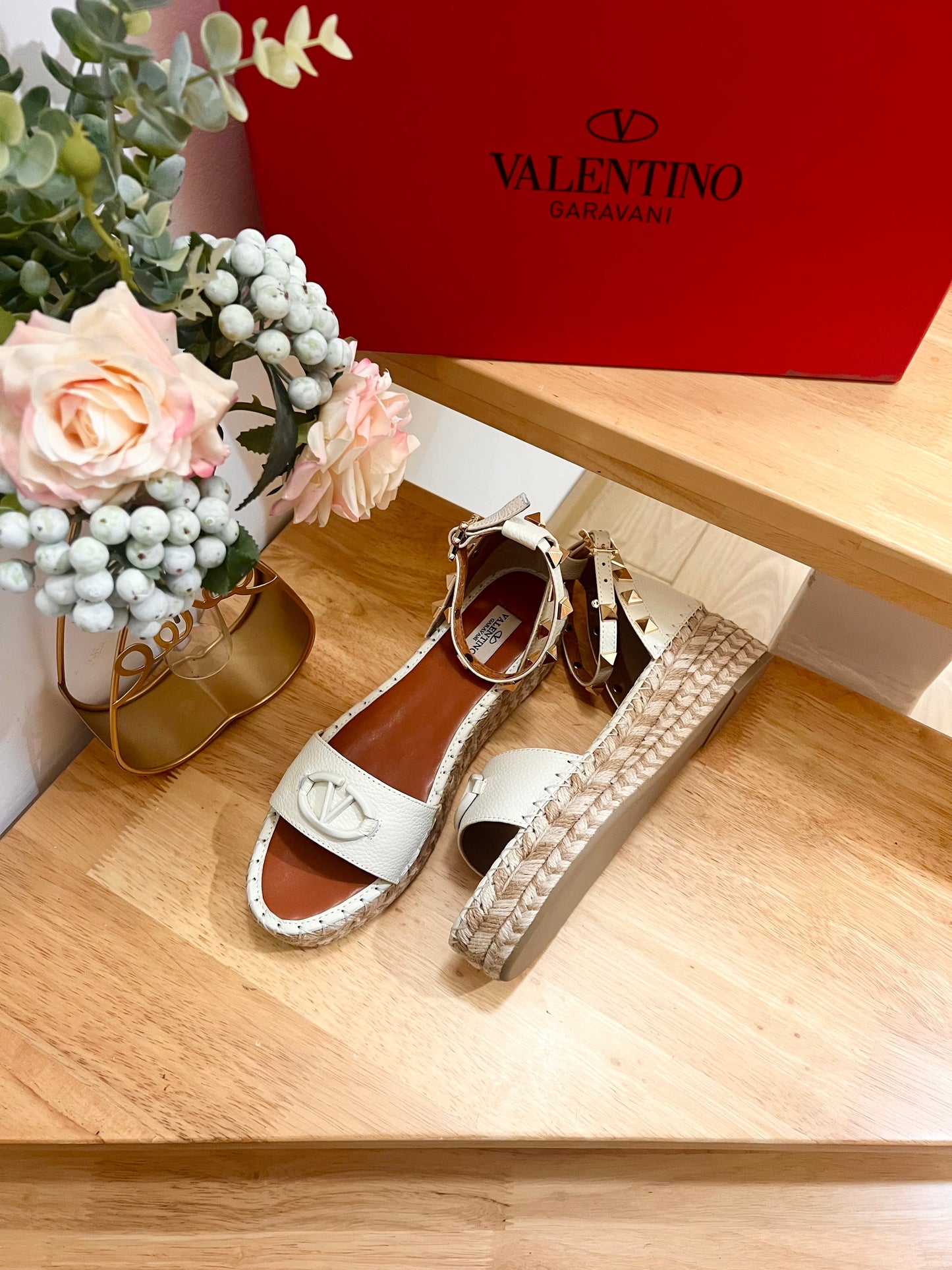 Valentino 25 Platform Sandal White Leather 240601