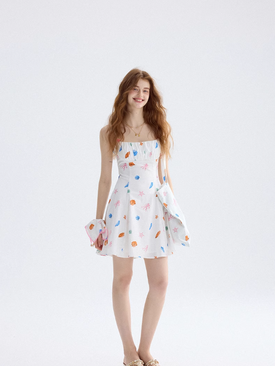 Dreamy sugar-coated floral dress French suspender skirt holiday wear short skirt skirt female summer R3426
