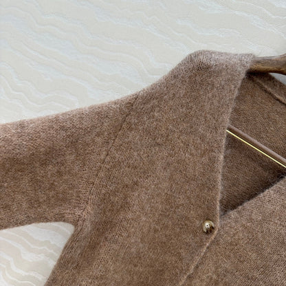 LP 25 V-neck Cardigan Brown Alpaca Wool 291829