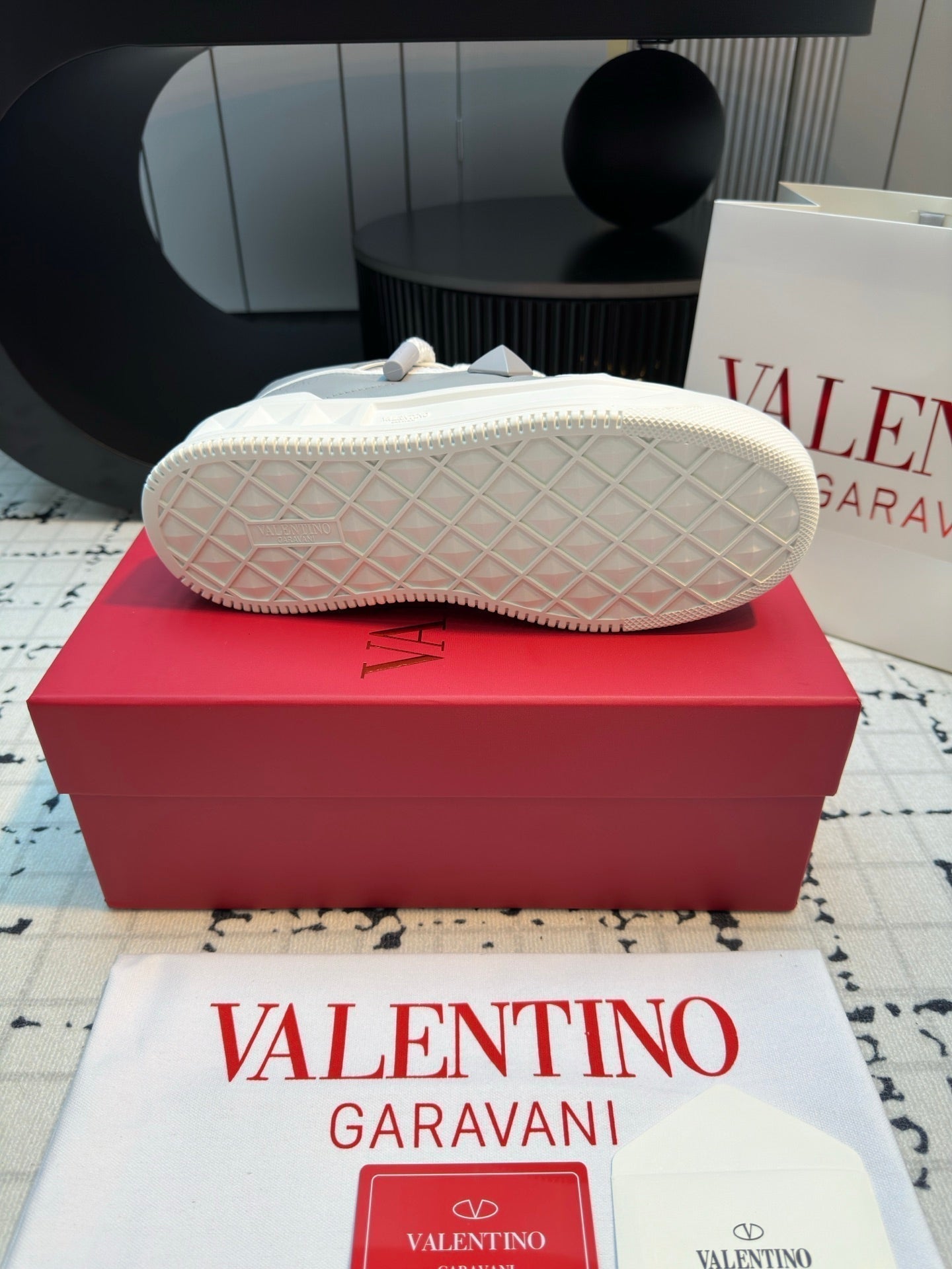 One Stud Xl Trainer In White Mix Grey Nappa Leather And Mesh Fabric 824989
