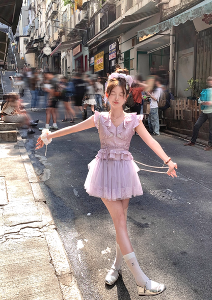 High waist short A-line pleated mesh skirt for women summer French style tall and slim skirt R4823