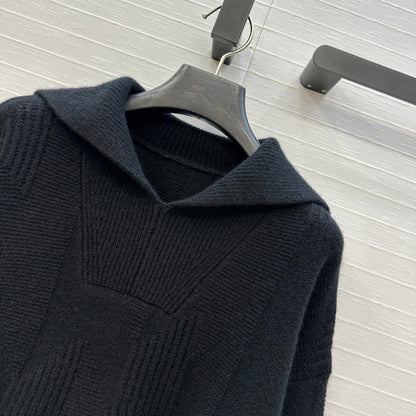 HM Letter Sweater in Black Cashmere