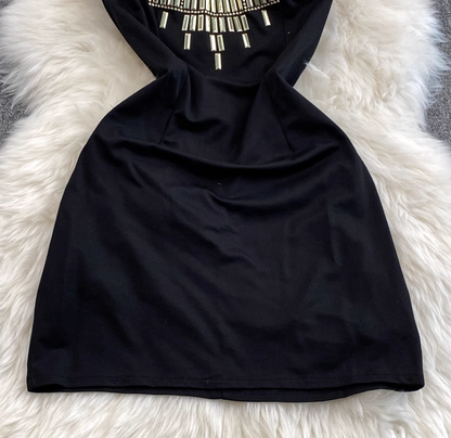 Black heavy ironing halter neck dress for women, slim fit, pure and sexy girl, short skirt R0384