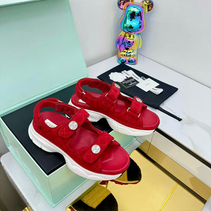 CC Sandals Electro Embroidery Red Canvas