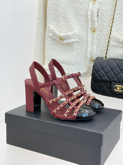 Cruise 25/26 Slingbacks 90mm Black Burgundy Lambskin & Patent Calfskin