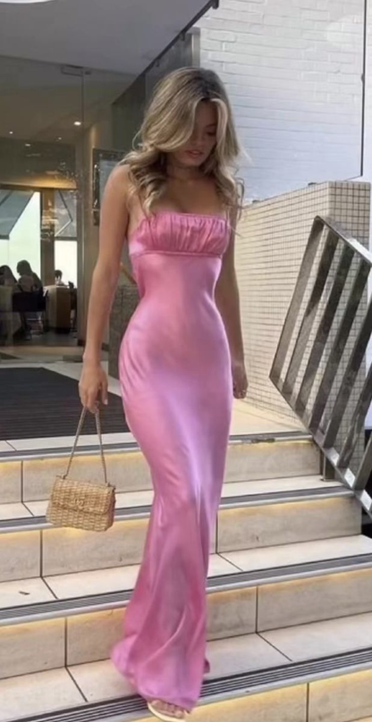 Backless Sapaghetti Straps Long Prom Gowns Prom Dresses