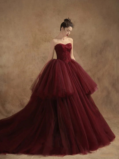 Ball Gowns Off The Shoulder Tulle Red Sweet 16 Dresses