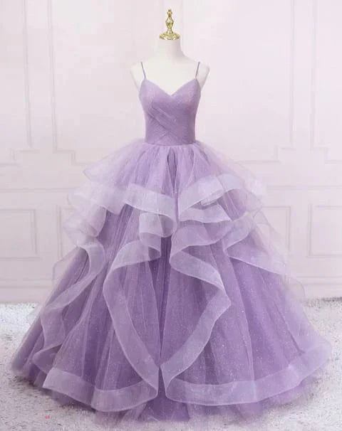 Green/Blue Long Shiny Elegant Spaghetti Straps Long Ruffled Organza Ball Gowns Prom Dress Quinceanera Dresses