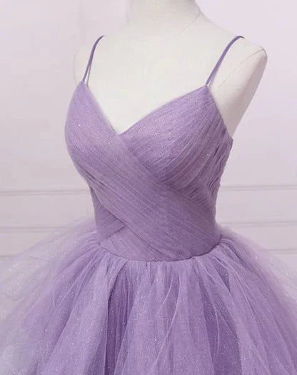 Green/Purple/Blue Fashion Elegant Spaghetti Strap Long Organza Ruffles Ball Gowns Prom Gowns Graduation Gowns Adult Ceremony Gowns
