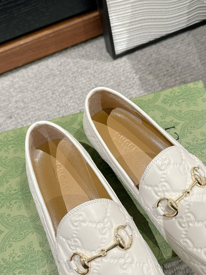 Horsebit Jordaan Loafer White GG Leather