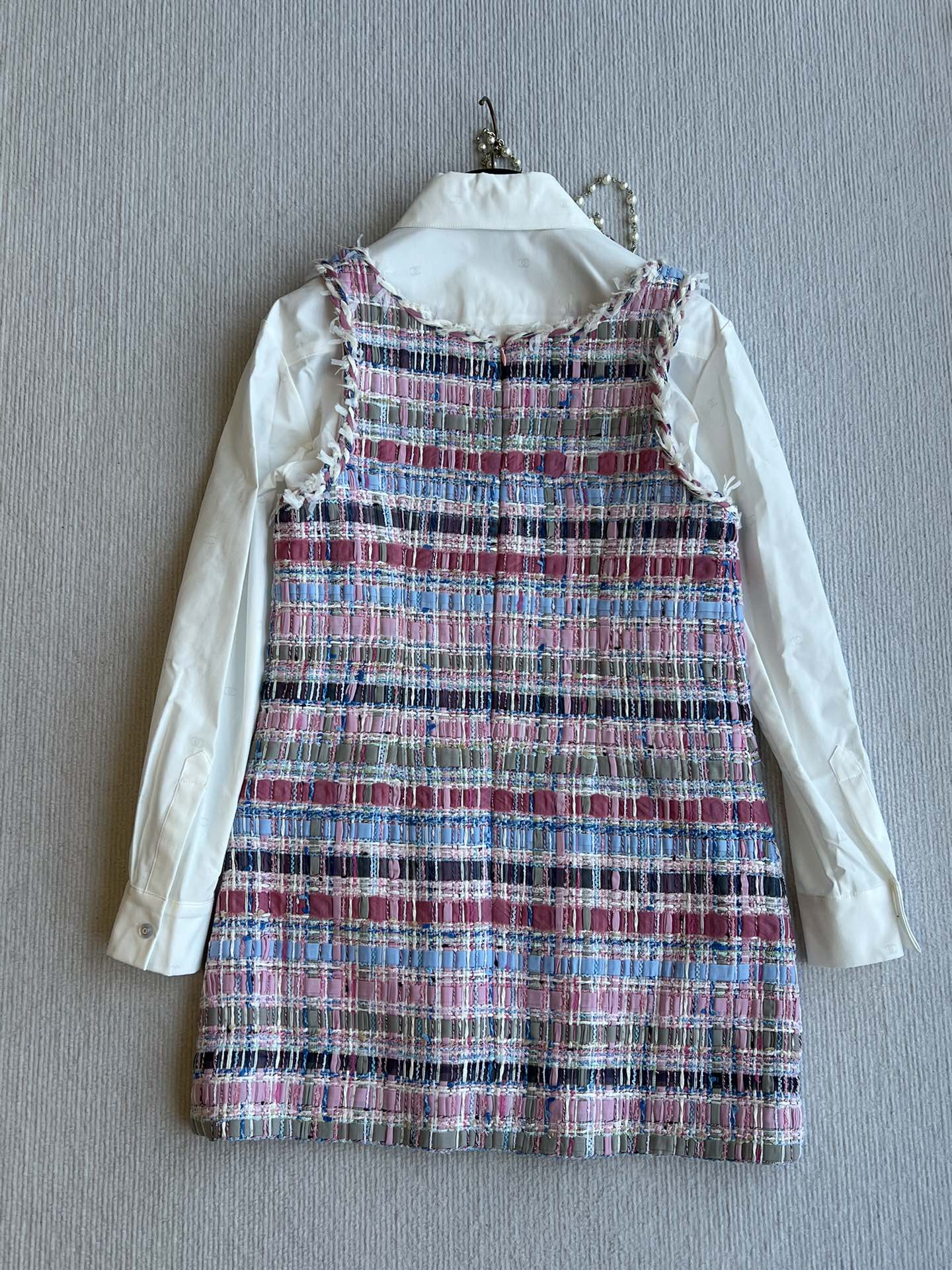 CC 25SS V-neck Vest Dress with Hand-Woven Tassel Ribbons Colorful 277225