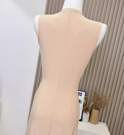 Relaxed dress sleeveless elastic light skin breathable fabric long dress R0295