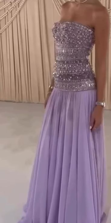Lilac Strapless Long Prom Dresses Party Dress 20th Birthday Outfits  fg8343