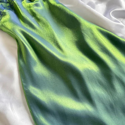 Beautiful A Line Spaghetti Straps Green Long Prom Dresses Prom Gown