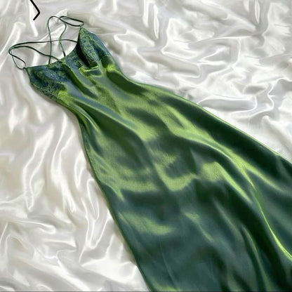 Beautiful A Line Spaghetti Straps Green Long Prom Dresses Prom Gown