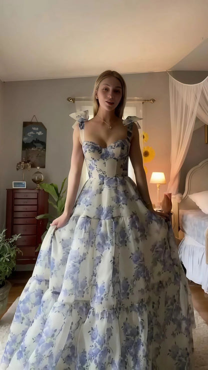 Beautiful Floral Chiffon Elegant Long Prom Dress Prom Gowns Prom Dresses