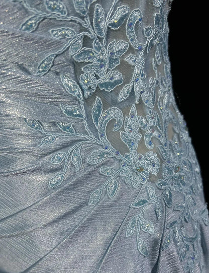 Beautiful Spaghetti Strap Mermaid Glitter Satin Long Prom Backless Applique Prom Gowns Simple Wedding Dresses