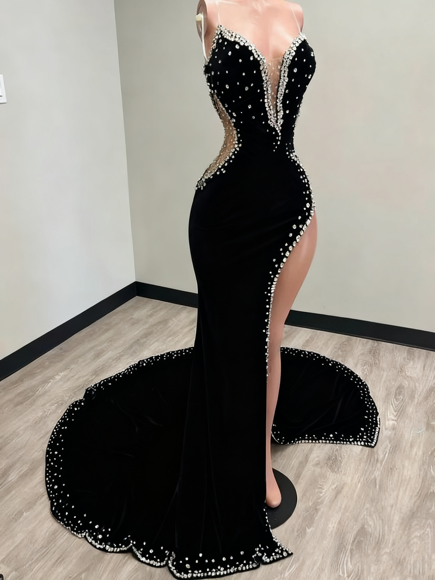Black Girl Prom Dresses Long Mermaid Green Prom Gowns With Train