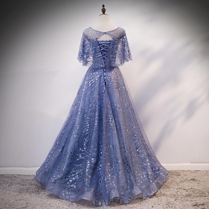 Blue Elegant A-Line Long Prom Dress, Blue Prom Gowns Graduation Dresses