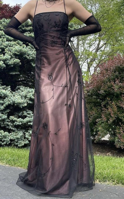 Blue/Grey Delicate Beaded Long Tulle Elegant Ball Gowns Prom Dress Prom Birthday Prom Dress