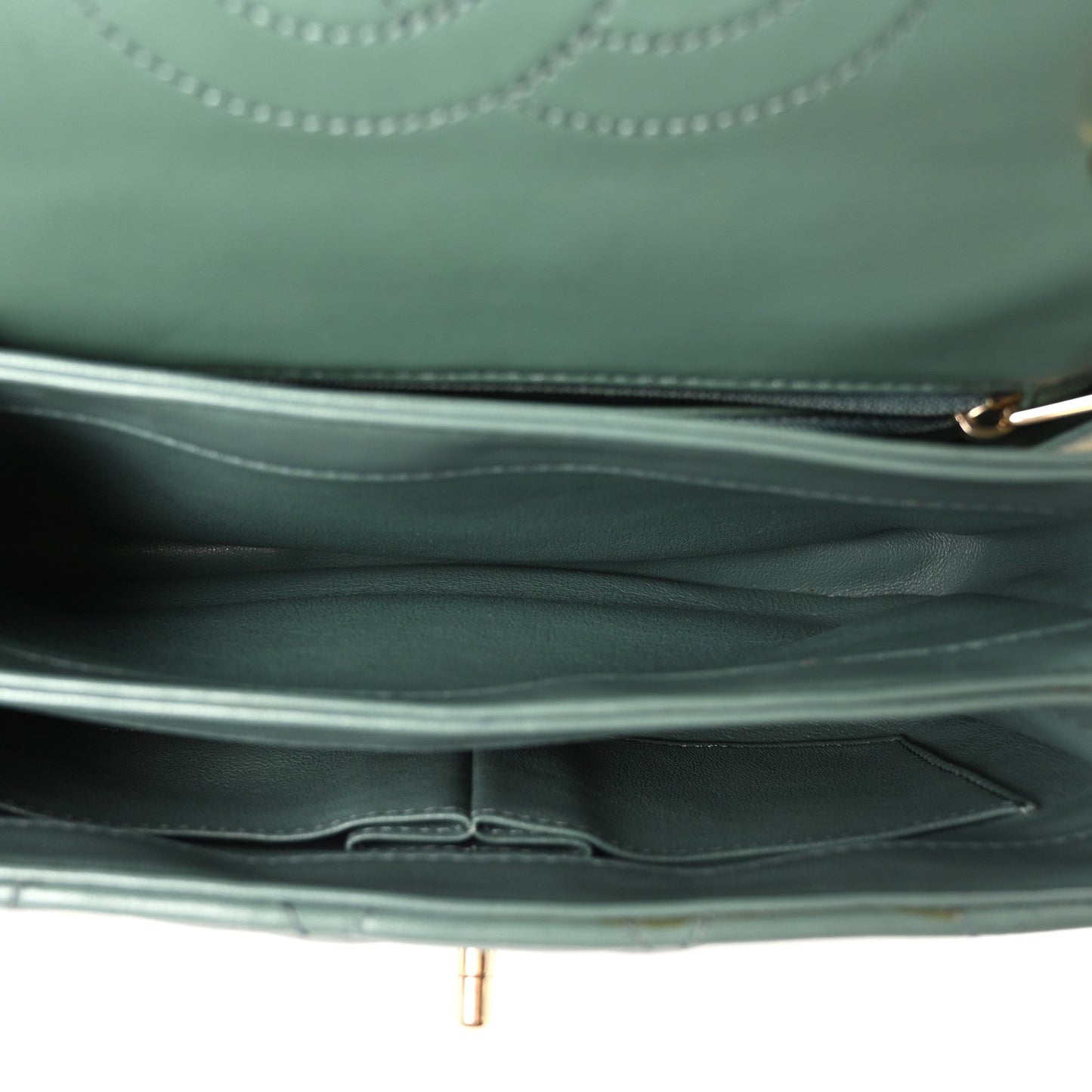 Lambskin Quilted Small Trendy CC Flap Dual Handle Bag Green