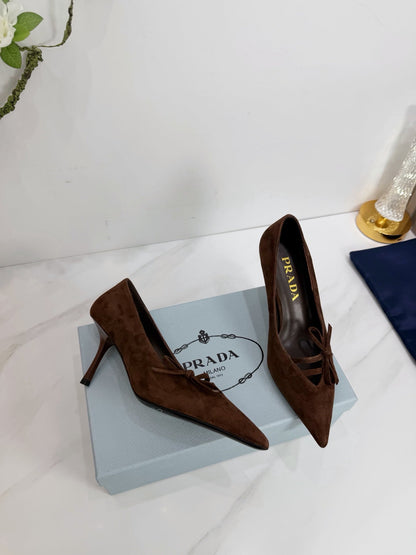 PRA 26SS High Heels Pumps 75 Dark Brown Suede 592358
