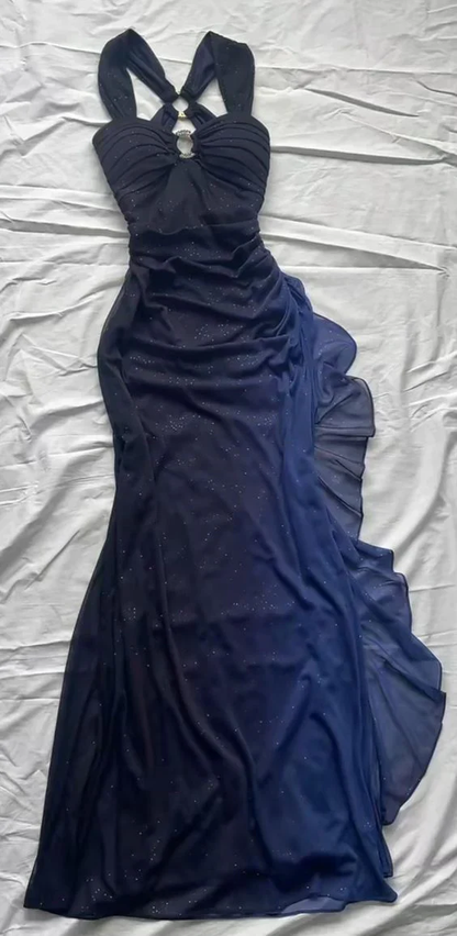 Sexy Ombre Navy Blue Long Prom Dress Party Evening Gown  cc1390