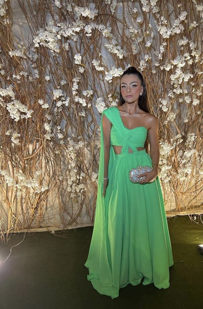 Sexy Strapless Green Chiffon Prom Dress Long Party Evening Gown cc1449