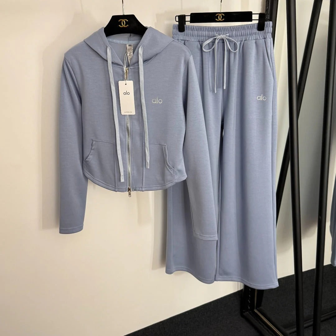 ALO JACKET & STRAIGHT-LEG SWEATPANTS SET