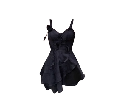Whitening little red dress suspender dress new style ruffled high-grade waist short skirt R0086
