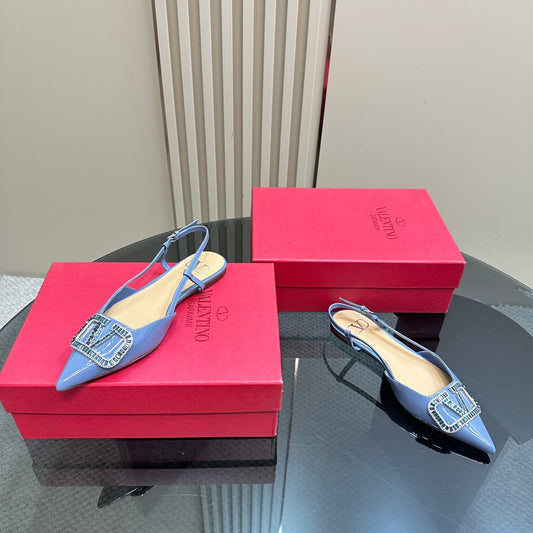 Vlogo Glow Laminated Nappa Leather Slingback Pump Could Blue Mix Beige 999033
