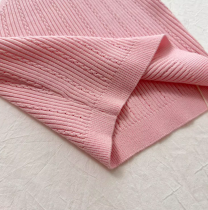 Temperament pure pink gold button off-shoulder short knitted versatile top slim skirt fashion suit R0277