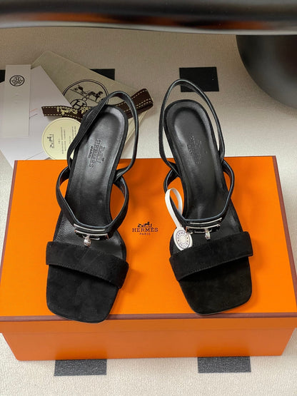 HM Glamour Slingback Black Sheepskin 314033