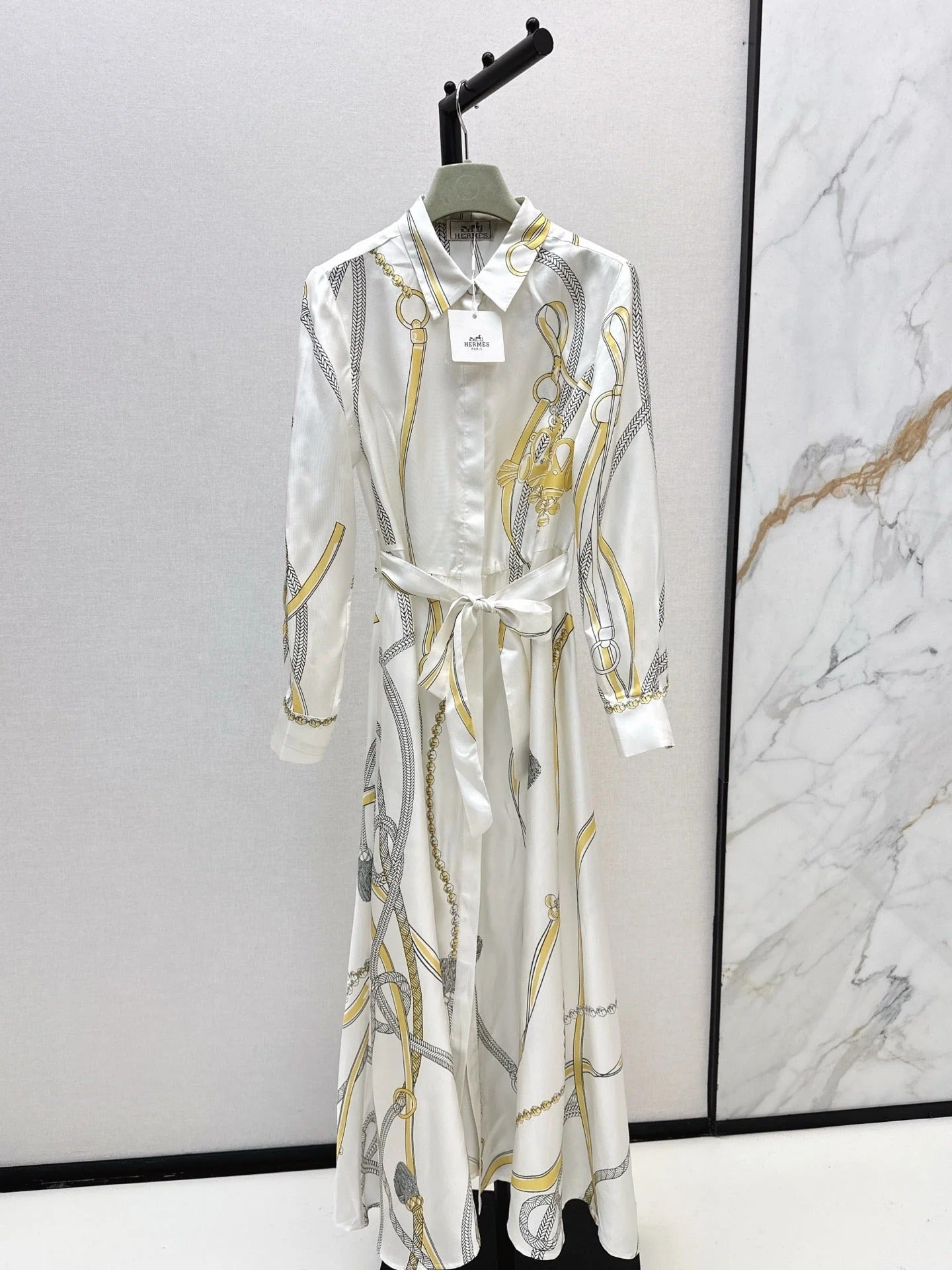 HERMES 25S LONG SILK DRESS 043