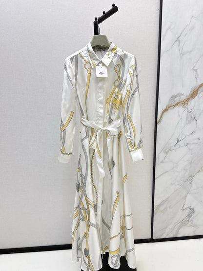 HERMES 25S LONG SILK DRESS 043