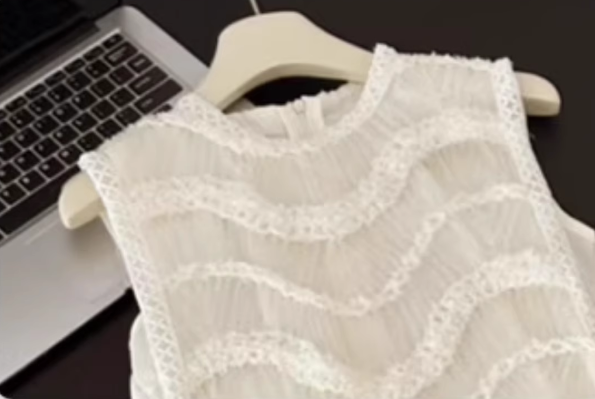 French sleeveless vest dress new style gentle style temperament mesh splicing waist a-line long skirt R0431