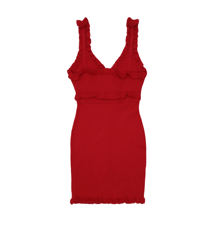 Sweet and spicy knitted hip skirt slim fit ear-edge dress design short skirt R0115