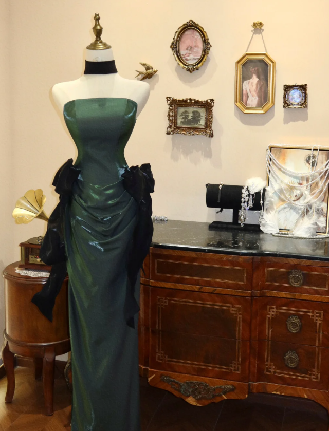 Sleeveless Green Prom Party Dress Stunning Evening Dress Birthday Outfit fg8683