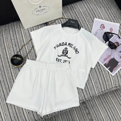 PRADA 25S SHORT-SLEEVE CREW NECK SWEATSHIRT SET 352